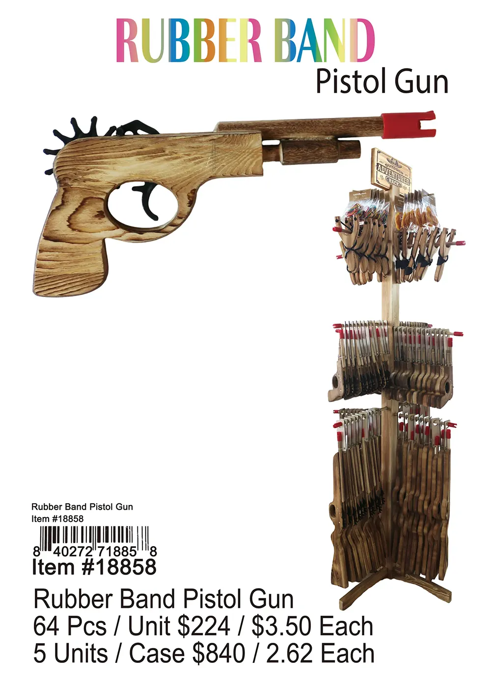 Rubber Band Pistol Gun 64 Pcs.